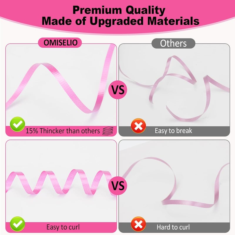 OMISELIO Pink Ribbon, 500 Yard Crimped Pink Curling Ribbon, Curling Ribbon for Gift Wrapping, Curly Ribbon, Balloon String, Balloon Ribbon, Gift Ribbon for Baby Shower, Wedding, Birthday - Image 4